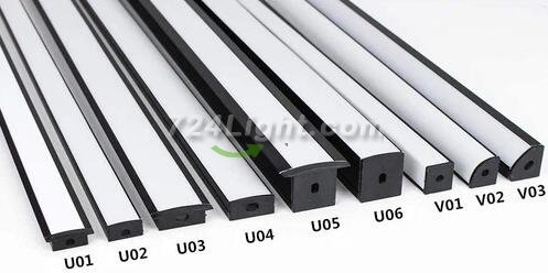 Black LED Profile U02 9x17mm U-Shape LED Aluminum Channel System