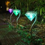 Outdoor Solar Diamond Lights, 2 Pack Solar Lawn Lights for Garden Terraces, Flowerbeds, Lawn Paths