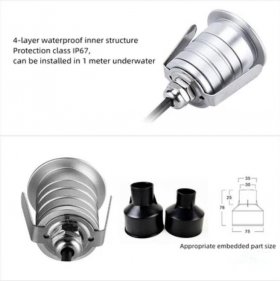 8PCS Pack DC12-24V 1W IP67 Waterproof LED Inground Light with A1/A2/A3 Lesn for Foot Stair LED Deck & Step Light