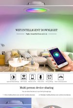 6Pack WiFi Intelligent LED Downlight RGBCW WiFi APP Controlled LED Downlight 3 Inch 5W 120V /220V AC, Dimmable RGBCW 2700-6500K Color Changing, Compatible with Alexa/Google, Ceiling Lights