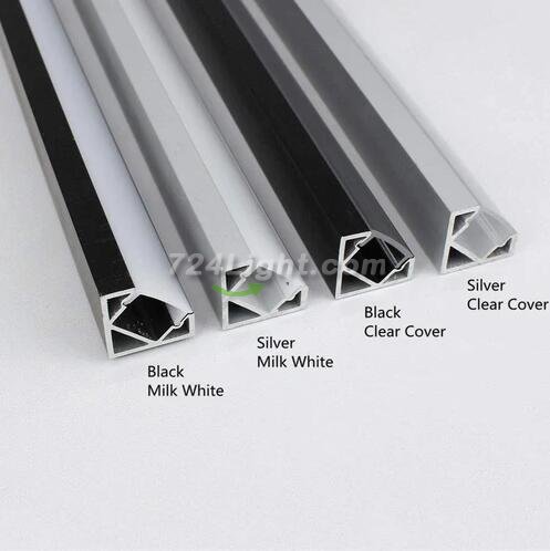 Silver Corner LED Aluminum Profile V02 16x16mm V-Shape Curved Cover Corner Mounting Aluminum Channel