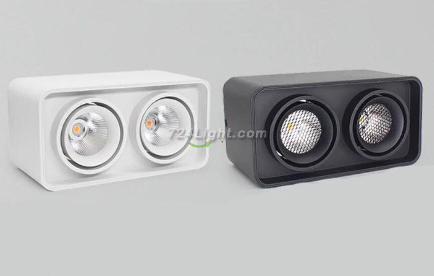 2PCS Pack 7W/10W AC110-AC220V Dual-Head Square LED Downlight Anti-glare LED Spotlight for Living Room Home Ceiling Aisle Lighting