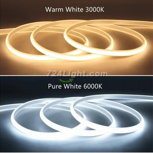 32.8Feet 110V AC / 220V AC Spotless FCOB LED Flexible Strip Light, IP65 Waterproof High Brightness with Inline Switch
