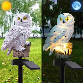 Owl Figure Solar LED Lights, Resin Garden Waterproof Decorative Lights for Outdoor Patio Passage Lawn Landscape Decor