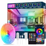 Led Strip Lights 20ft Led Light Strips Music Sync Color Changing RGB Led Strip Built-in Mic,Bluetooth App Control LED Rope Lights with Remote,5050 RGB Led Lights for Bedroom,Home,TV,Party,Christmas