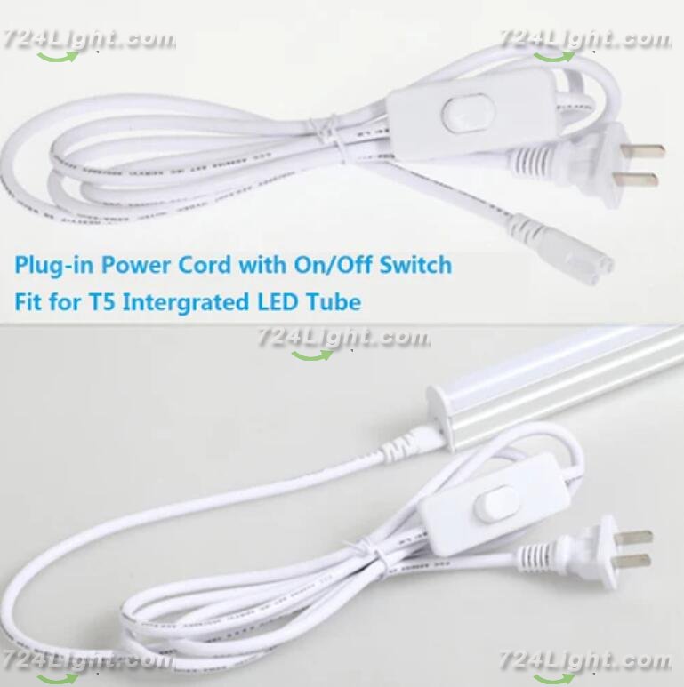Plug-in Power Plug Cord 6Feet with On/Off Switch On Fit for T5 Integrated LED Tube Light