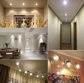 4Pack 3W/5W/7W 12V AC/DC LED Spotlight MR16 LED Bulb Light GU5.3 Bi-Pin Base White Aluminum Housing 30° Beam Angle