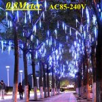 0.8M Meteor Shower Rain Tubes Christmas Decorative String Light Led Lamp AC85-240V Holiday Light