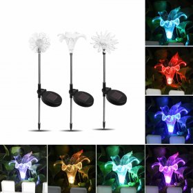 Solar Garden Lights, Outdoor 7 Color Changing 3 Pack Solar Flowers Lights for Yard, Path, Lawn, Party, Pathway Decoration