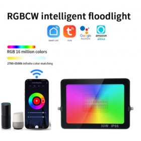 2 Pack 30W RGBCW Outdoor LED Floodlight WiFi Bluetooth RGBCW 2700K-6500K & 16 Million Colors, LED Landscape Lights, IP66 Waterproof