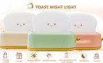 2pcs Pack (1Green+1Pink) Dimmable LED Toast Night Light Rechargeable Desk lamp with Timer for Baby Girls Boys
