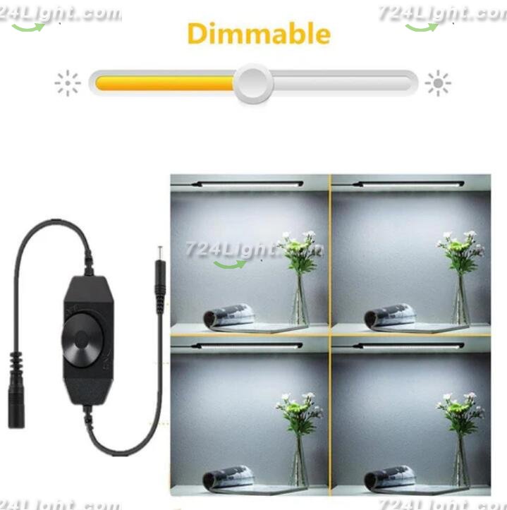 6 Pack 7mm Thick Black Finish LED Under Cabinet Lighting Kit Dimmable 1800LM CRI90 SMD2835 12V 30W with Dimmer & Power SUpply Included