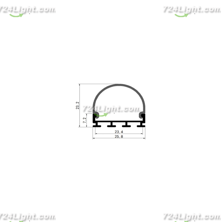 2623LED round PC three-sided light-emitting linear light hard light strip aluminum shell kit