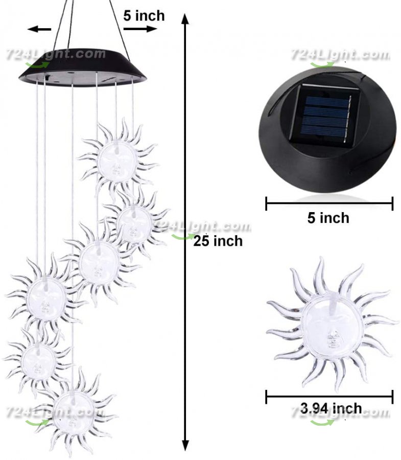 Outdoor Solar Sunflower Wind Chime Lights for Garden, Patio, Party, Yard, Window, Outdoor Decorations