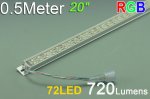 Double Row 0.5Meter 20inch 12V Superbright Waterproof 5050 RGB Color Changing LED Rigid Strip Bar 72LEDs