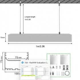 2 Pack H10075 Big Aluminum Extrusion Channel for Suspension Mounting Linear Office Lighting System