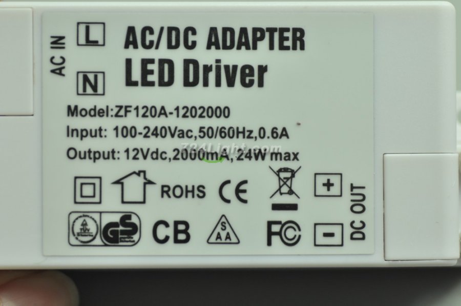 24 Watt LED Power Supply 12V 2000mA LED Power Supplies UL Certification For LED Strips LED Light