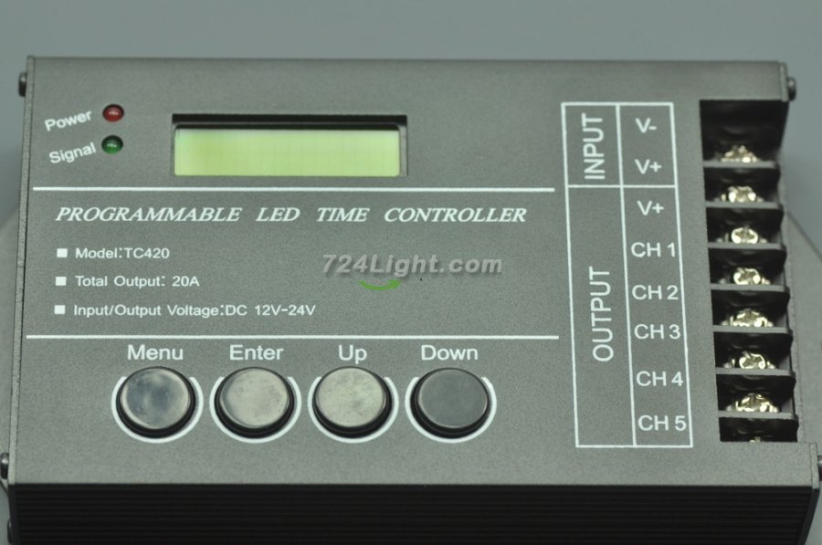 Programmable LED Controller DC12V 24V 5 Channels 20A Programmable Time LED RGB/Single color Strip Controller