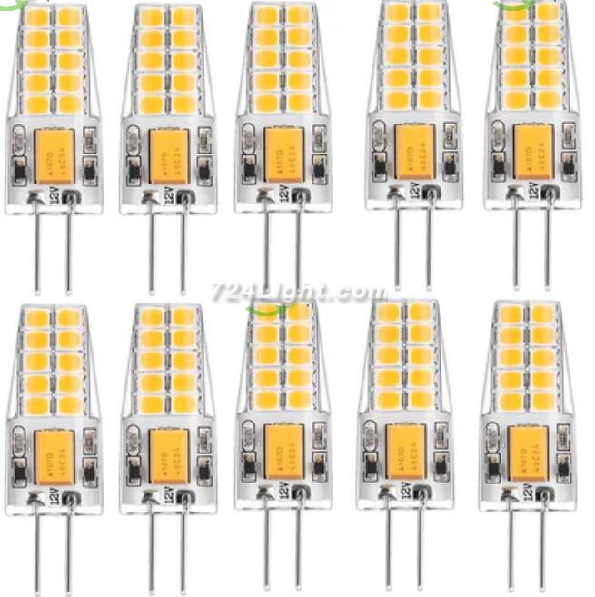 10 Pack G4 LED Light Bulb Bi-Pin Silicon Encapsulation 12V 2.5 W CRI>80 290-310Lumen 20x2835 LEDs 25W Equivalent