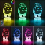 Among Us Toys 3D LED Multicolor Night Light w/ 16 Colors Remote Touch Switch Adjustable Brightness for Kids Bedroom Decoration
