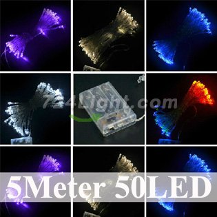 5M 50LED Holiday Lighting 3AAA Battery Power Operated LED String Lights Christmas Party Wedding Decorative String Light