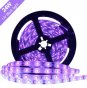 24W UV Black Light LED Strip 16.4FT/5M UV 3528 300LEDs 395nm-405nm Waterproof LED Strip Light for Night Fishing,Party w/ 12V 2A Power Supply