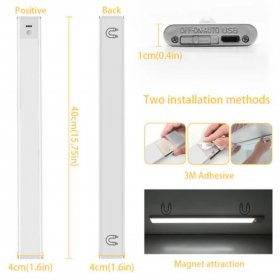 40cm (15.75'') Motion Sensor LED Night Light Rechargeable LED Under Cabinet Light Portable