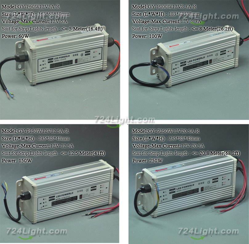 12V LED Power Supply 60W 100W 150W 250W 350W 400W LED Power Supplies Rain-proof AC 175 - 240V For LED Strips LED Light