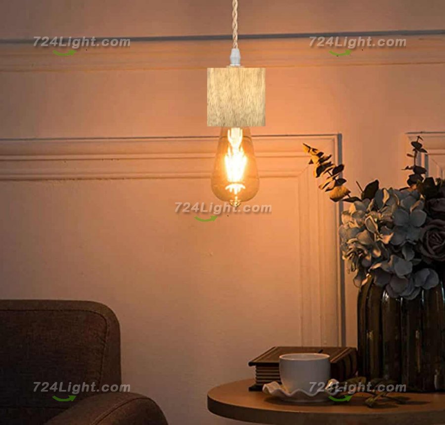 9.8FT Vintage Pendant Light Cord with Dimmable Switch, square Nylon Rope Hanging Light