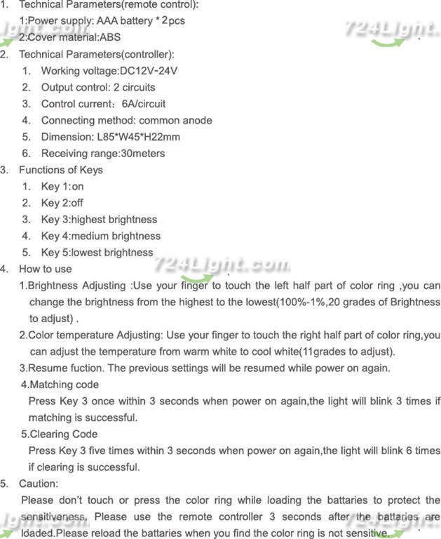 DC12V-24V 2.4G LED WW/CW Controller LED Strip Light Controller 2.4G LED WW/CW Remote Controller
