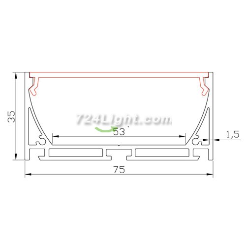 PB-AP-GL-048-R LED Aluminium Channel 1 Meter(39.4inch) Pendant Light LED Channel For 5050 5630 Multi Row LED Strip Lights