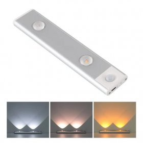 2 Pack 3-Color Dimmable LED Motion Sensor Under Cabinet Light, Rechargeable Magnetic Wireless Under Counter Lighting for Kitchen Bedroom Closet Cupboard Wardrobe Stairs Corridor