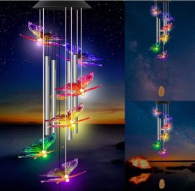 Solar Wind Chimes, Butterfly Solar Wind Chimes Outdoor Decorative Lights For Patio Garden Window Holiday Gifts