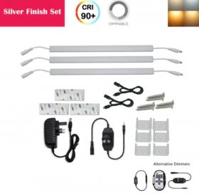 C-Series 3 Pack (3*3W) Dimmable CRI 90 Ultra Thin 12inch Linkable Linear LED Under Cabinet Lights with Dimmer & Power Adapter