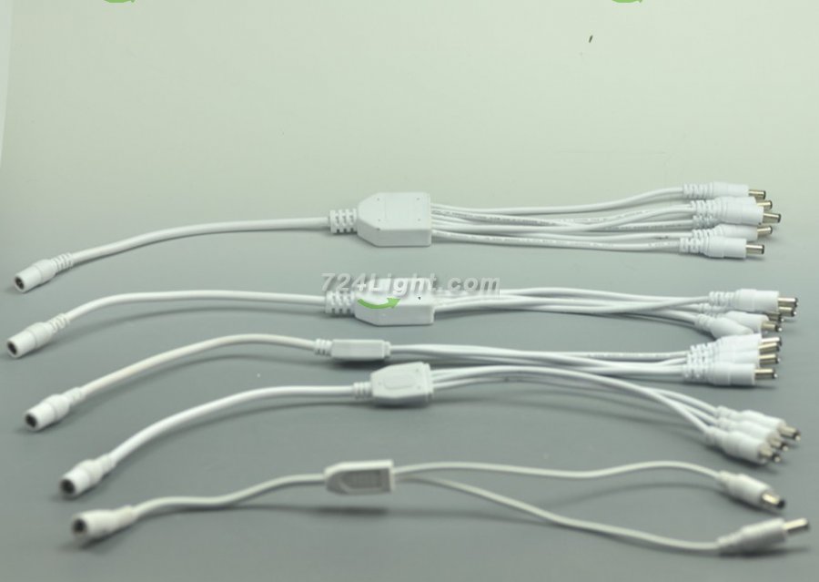 Compact Power Supply to Splitter White Cable LED Light Power Splitter DC 1 to 2 3 4 5 6 Adapter