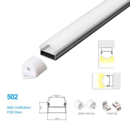 (image for) 14.9*8.6MM LED Aluminum Profile with Semiround Milky White Cover for Ceiling or Wall Mounted