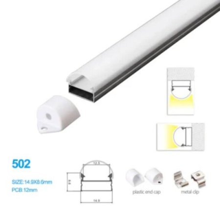 (image for) 14.9*8.6MM LED Aluminum Profile with Semiround Milky White Cover for Ceiling or Wall Mounted