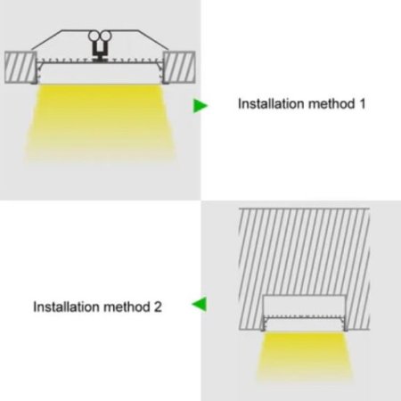 (image for) 2 Pack H20050 Big Aluminum Extrusion Channel for Flush Mounting Linear Office Lighting System