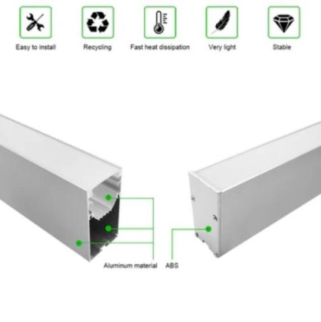 (image for) 5 Pack H4075 Big Aluminum Extrusion Channel for Suspension Mounting Linear Office Lighting System