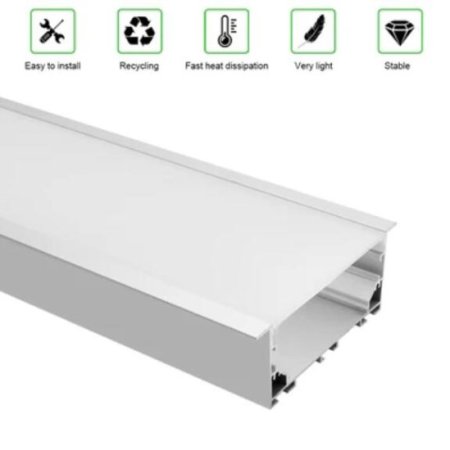 (image for) 2 Pack H7635A Big Aluminum Extrusion Channel for Flush Mounting Linear Office Lighting System