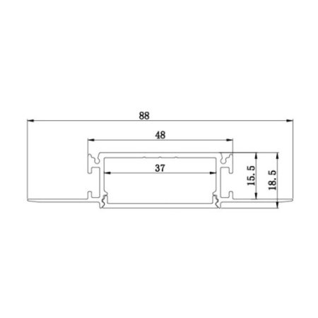 (image for) 3 Meter 118.1â€ Recessed LED Corner Channels 88mm x 18.5mm Seamless Led Housing