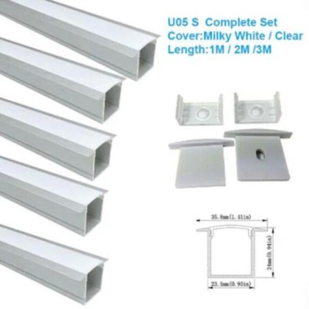 (image for) Silver U05 36x24mm U-Shape LED Aluminum Profile Kit for LED Strip Installation