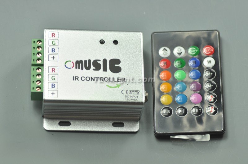 Music Led Controller 24 Keys IR Remote RGB Controller Music Sound LED Strip /LED Bulb Sensitive Control Aluminum 72 W