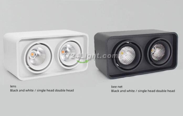 2PCS Pack 7W/10W AC110-AC220V Dual-Head Square LED Downlight Anti-glare LED Spotlight for Living Room Home Ceiling Aisle Lighting