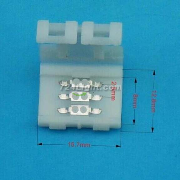10PCS PACK Dual White LED Strip Connectors Solderless Snap Down 3 Conductor Connectors for 8mm Wide SMD3528 2835 Dual White Color Flex LED Strips