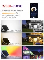2 Pack 30W RGBCW Outdoor LED Floodlight WiFi Bluetooth RGBCW 2700K-6500K & 16 Million Colors, LED Landscape Lights, IP66 Waterproof