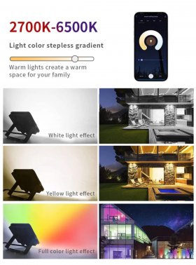 2 Pack 30W RGBCW Outdoor LED Floodlight WiFi Bluetooth RGBCW 2700K-6500K & 16 Million Colors, LED Landscape Lights, IP66 Waterproof