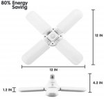 60W Deformable LED Garage Ceiling Lights 6000LM 6500K White 400W Equivalent CRI80+ E26/E27 Base
