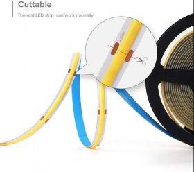 FCOB LED Strip 16.4FT/5M CRI90 480LEDs/m 12W/m 24V Dimmable LED Light Ribbon Indoor Use