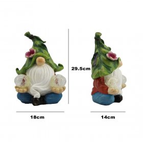 Solar Garden Lights, Meditating Gnome Statue with Double Solar Power Light Orbs Design for Patio, Yard, Landscape Decoration